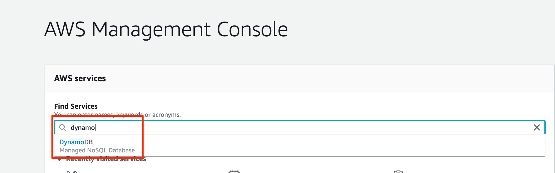 How to connect to the dynamoDB console
