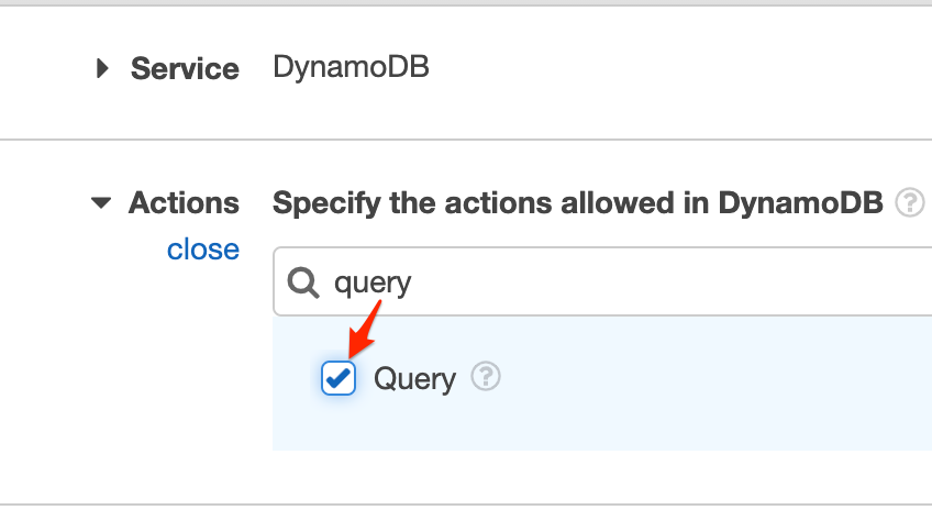 Select action (query)