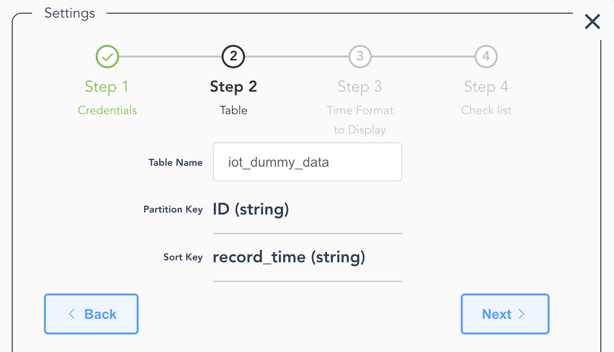 confirm table info