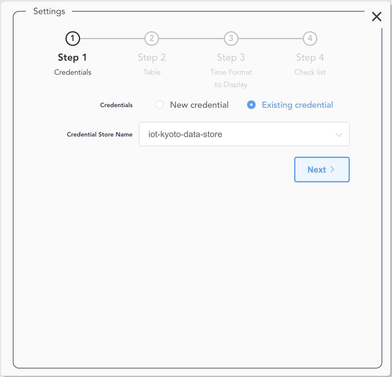 existing credential setting