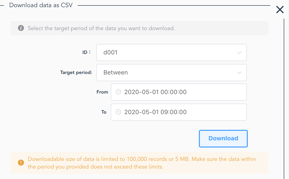 csv download condition entry