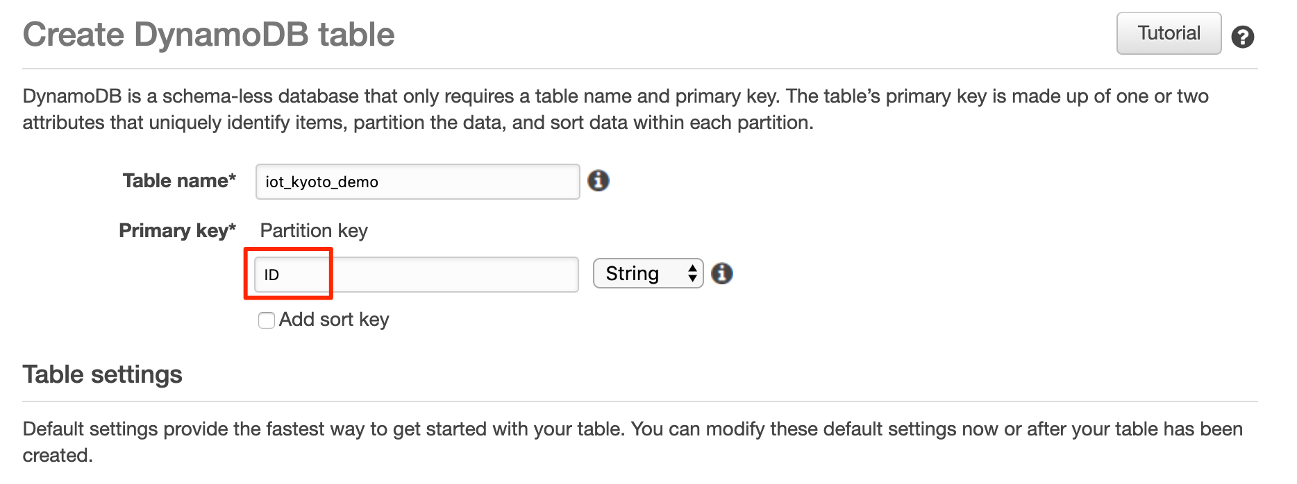 Set partition key